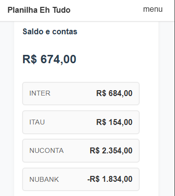 Planilha integrada ao app