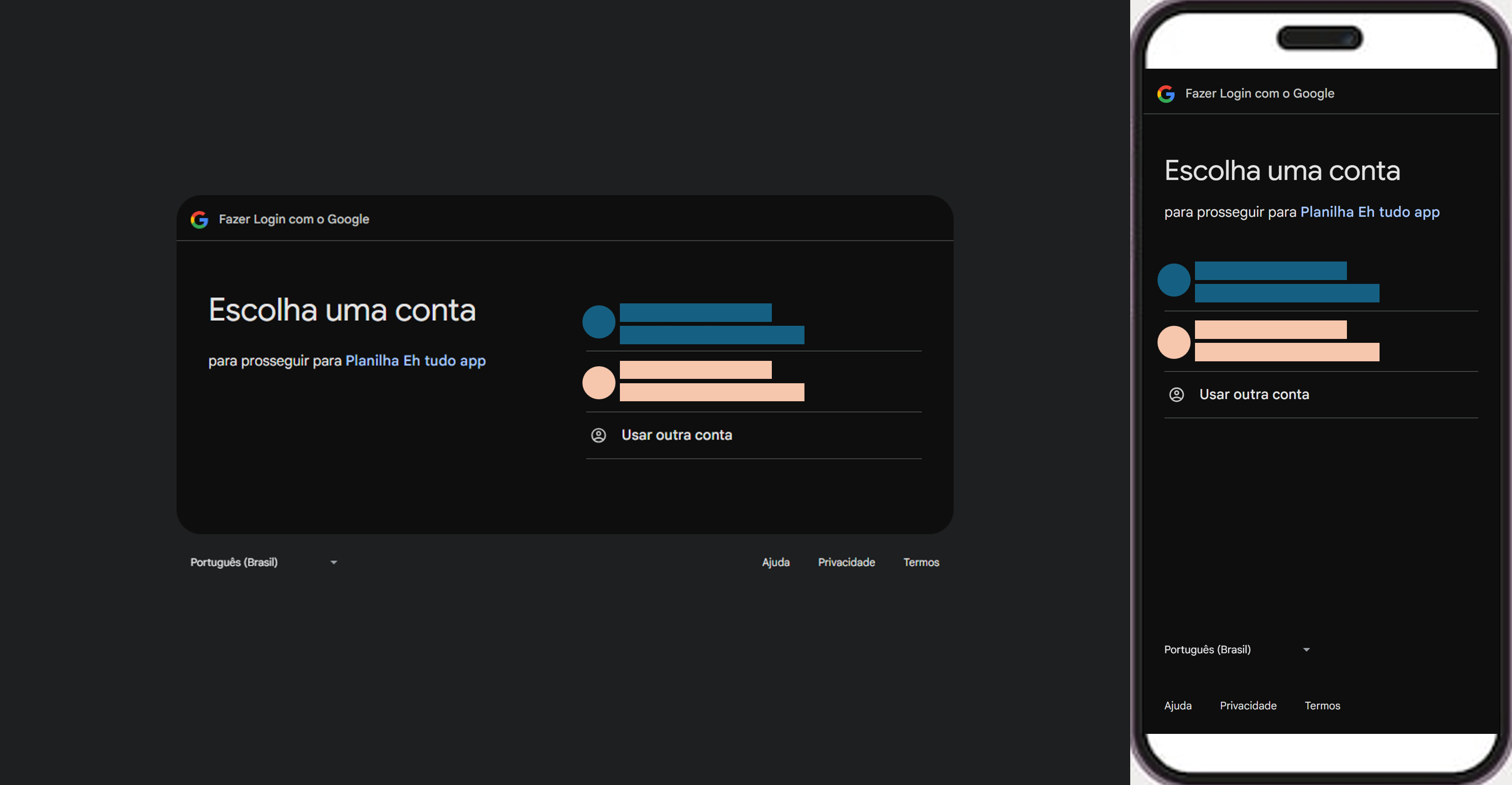 Tela de consentimento OAuth